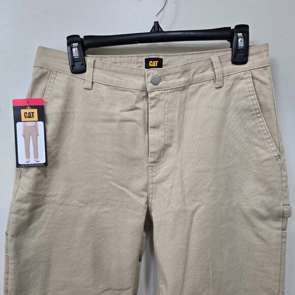Cat Womens Beige Denim Cotton Work Pants Size 8 - Picture 2 of 14